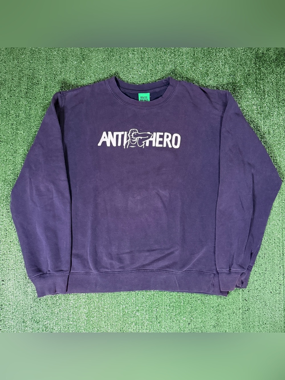 Vintage Anti Hero Crewneck Sweatshirt Purple Graphic Pullover XL